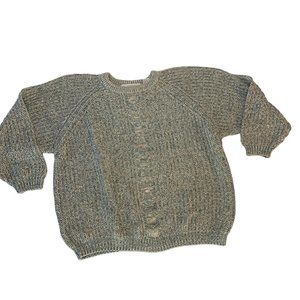 Size Medium Women´s Authentic Whipp Vintage Knit Gray White Tan Sweater